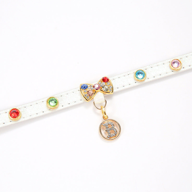Pet Collar Cat Band With Diamond Alloy Bow