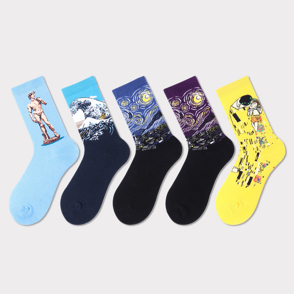 Men's Cotton Personality Creative Illustration Stockings