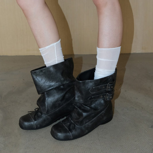 Womens Niche-design Bow-tie Soft-soled Wide-calf Figure-flattering Ankle Boots