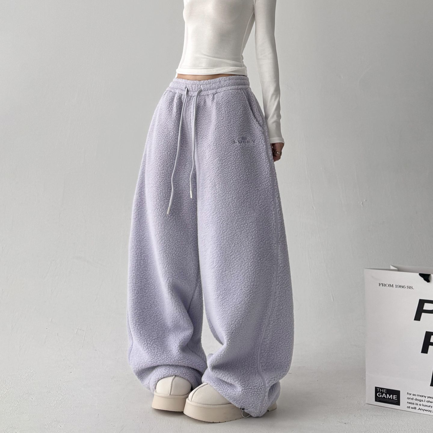 Womens Casual Loose-fitting Warm Extended-length Pants