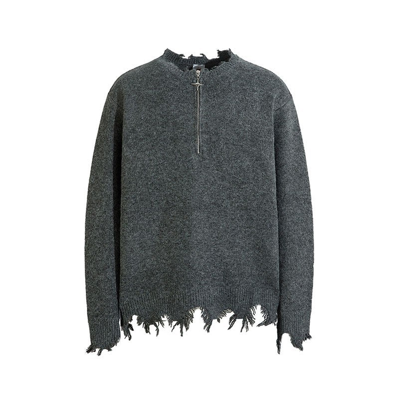 American-style Vintage Half-zip Sweater For Men
