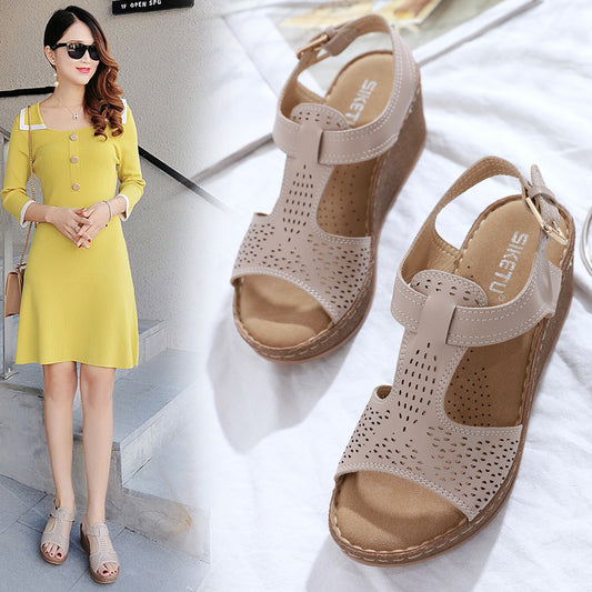 Wedge heel shoes ethnic style Bohemia style