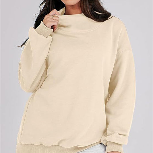 Ensfarvet Langærmet Pullover Top til Damer