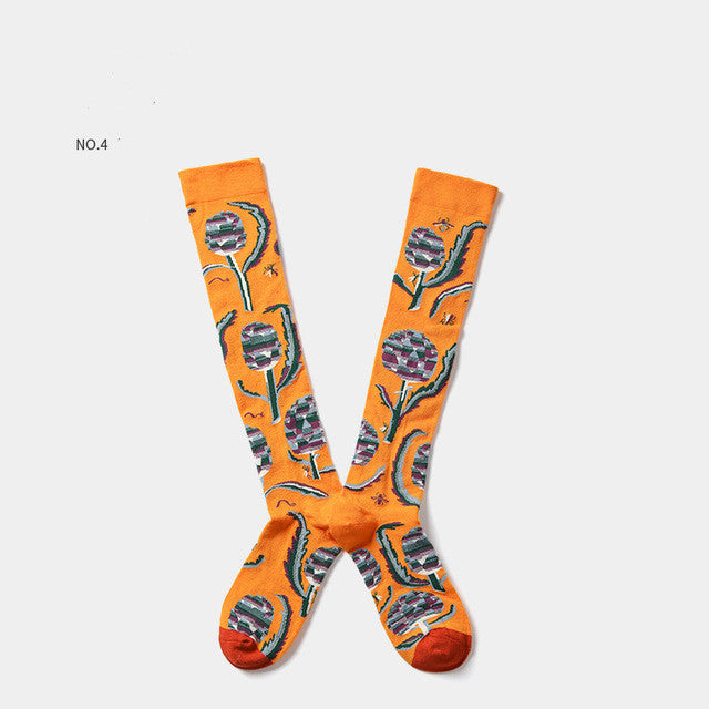 Net Red Socks Street Skateboard Sesame Jacquard European Style
