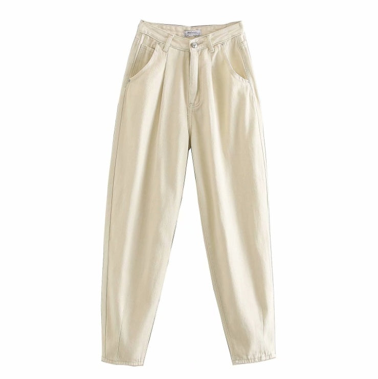 European and American style pleated loose fashion jeans