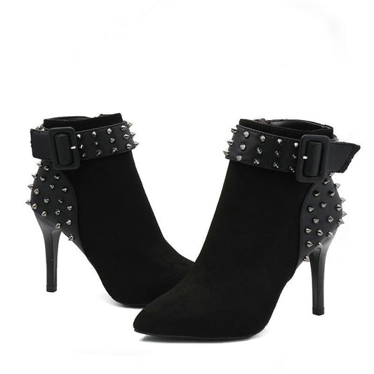 rivet pointed high heels