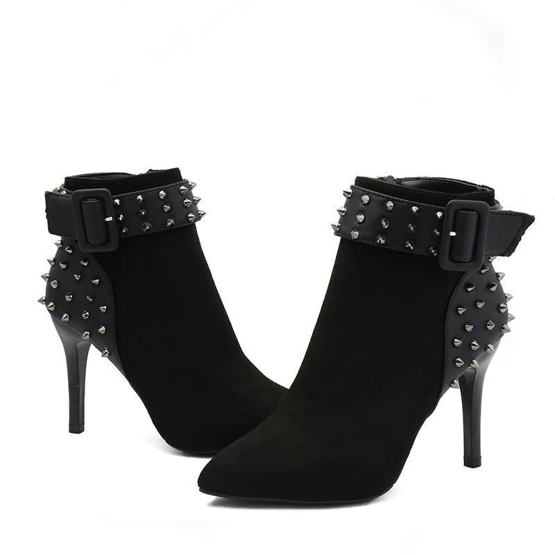 rivet pointed high heels