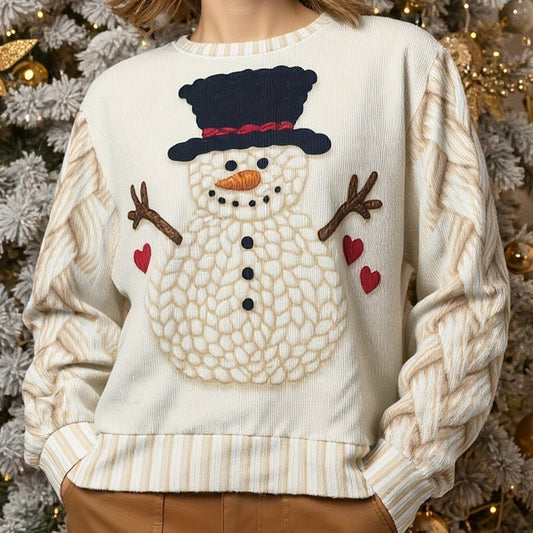 Women's Little Snowman Christmas Dress Knitted Sweater Snowflake