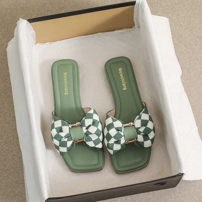 Women's Sweet Style Sub-pattern Bow In Outer Sandals