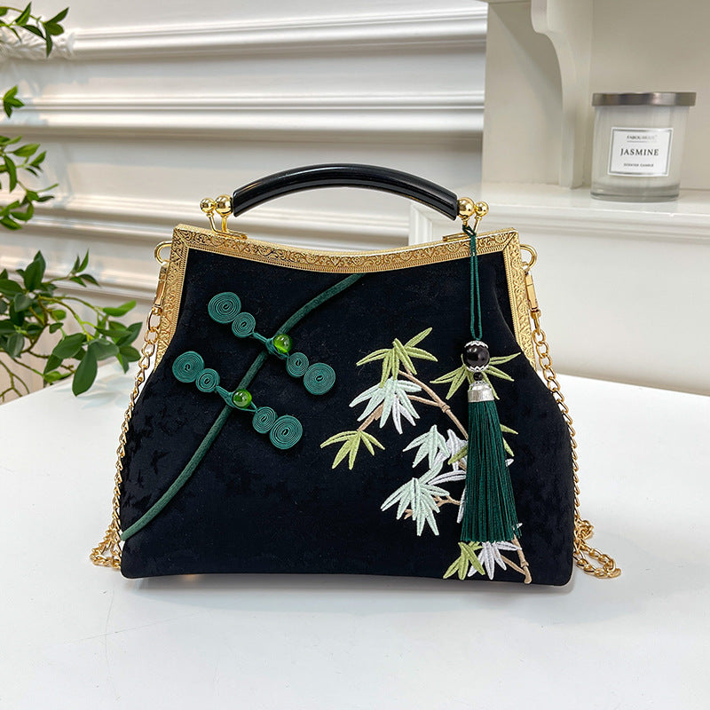 Lucky Bamboo Broderi Håndtasker til Kvinder