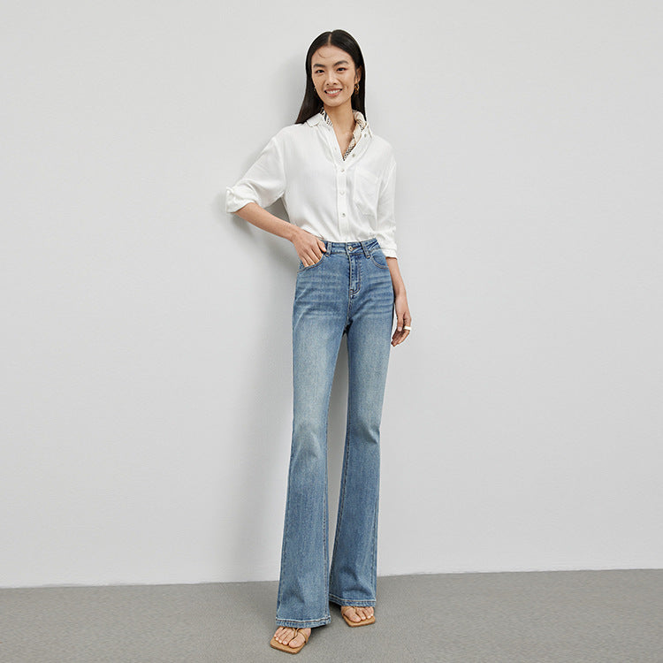 Retrojeans til kvinder, slankende og højtaljede
