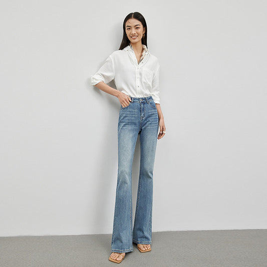 Retrojeans til kvinder, slankende og højtaljede