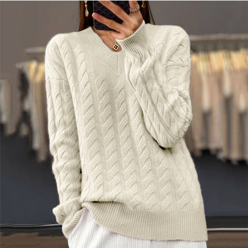 Women's V-neck Sweater Pullover Sweater