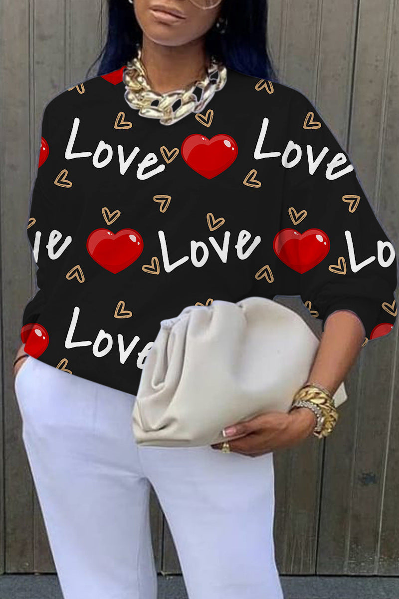 European And American Long Sleeve Round Neck Abstract Style Sweater