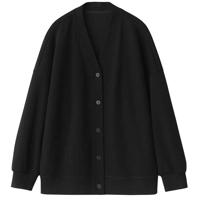 Casual Versatile Loose V-Neck Mid-Length Cardigan Jacket