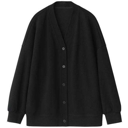 Casual Versatile Loose V-Neck Mid-Length Cardigan Jacket