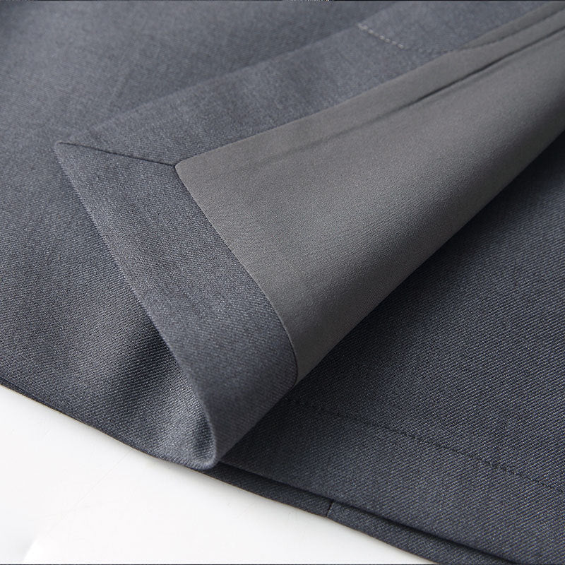 Gray Suit Slimming High Waist A- Line Versatile Irregular Skirt