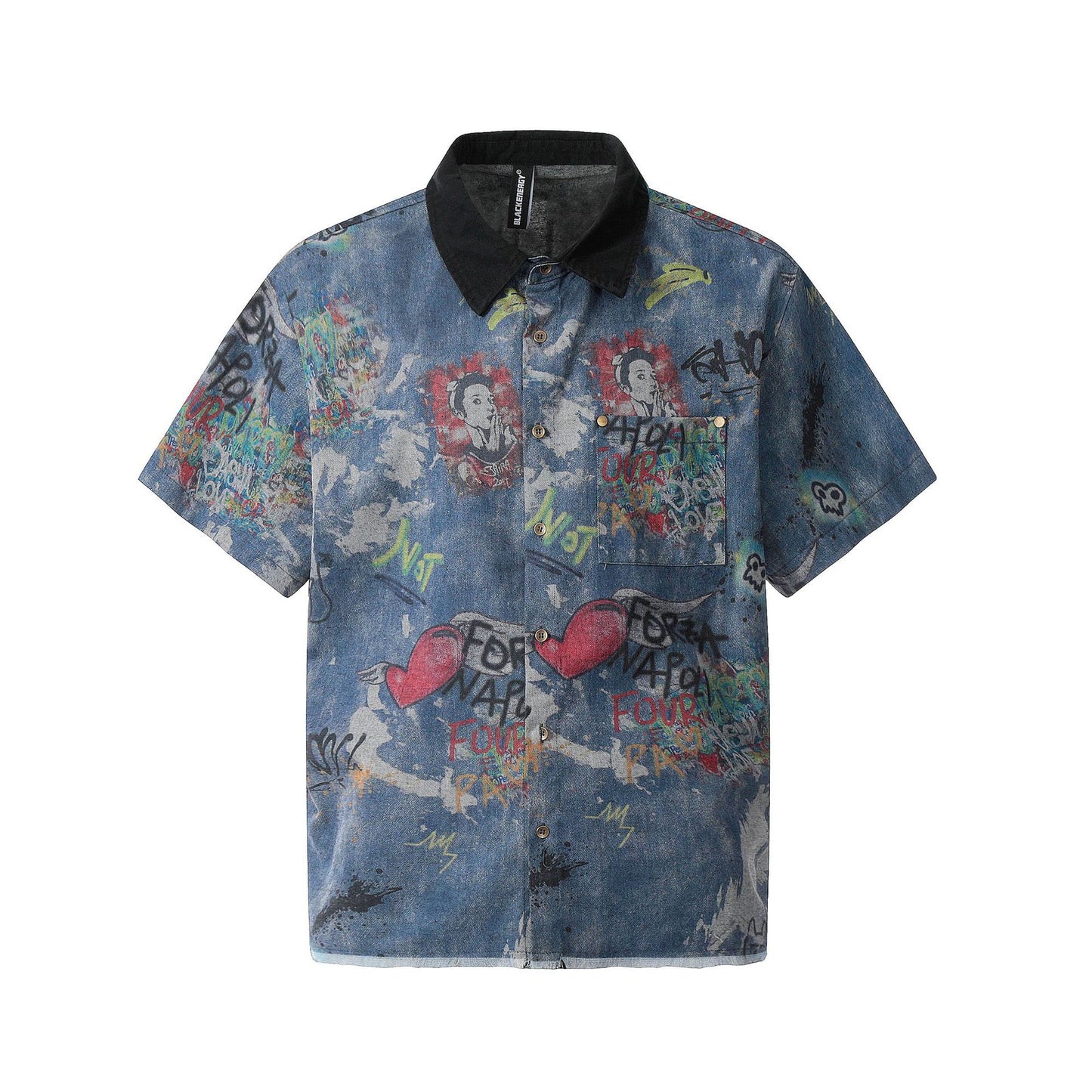 Same Summer American Retro Hip Hop Polo Collar Shirt