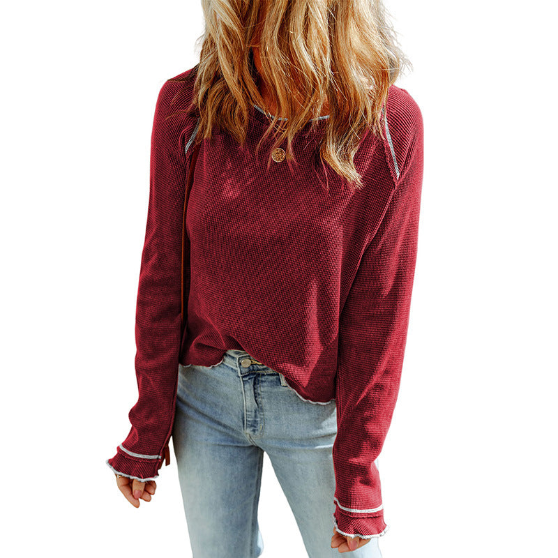 New Autumn Thin Solid Color Bottoming Shirt For Women