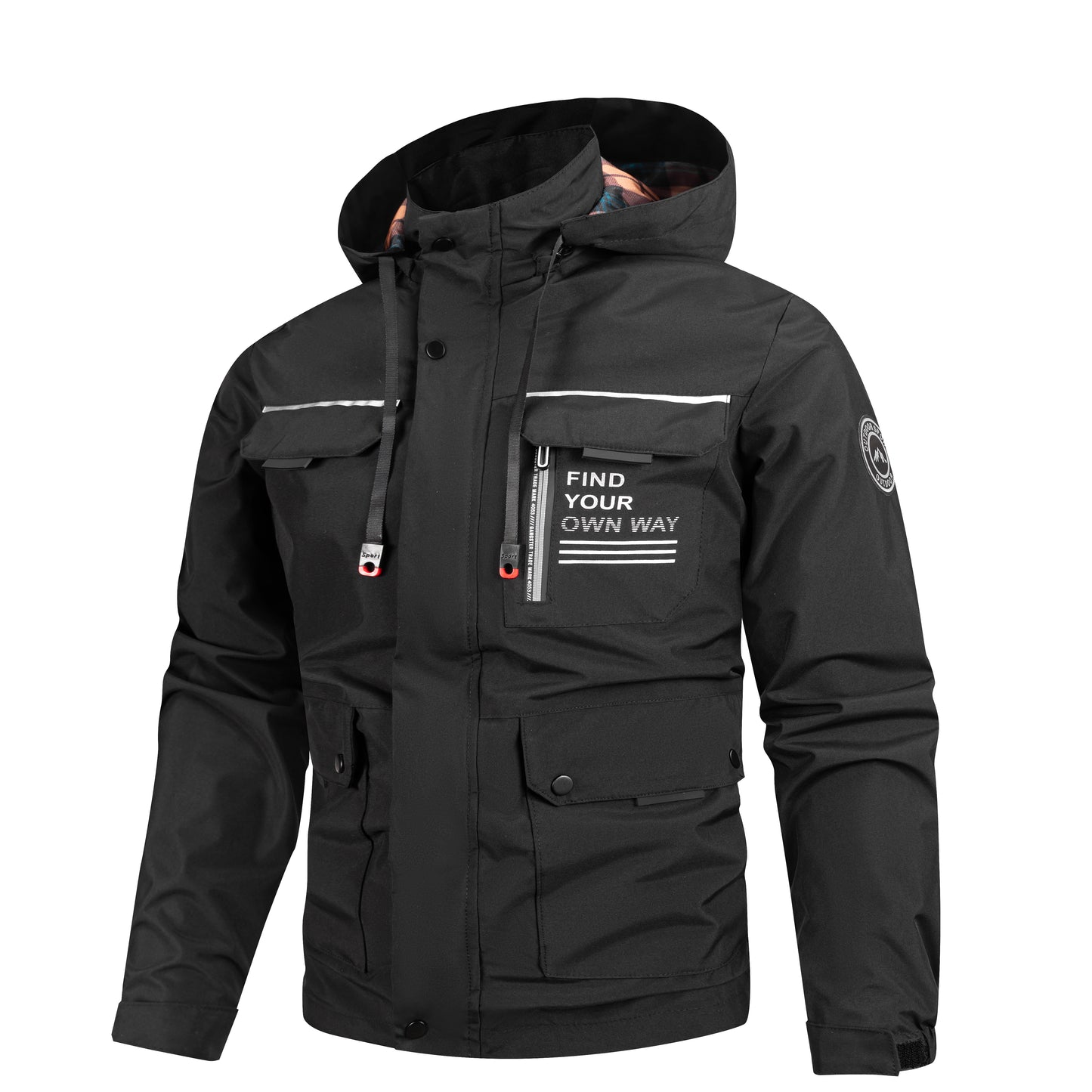 Letvægts Herrejakke Med Hætte Til Outdoor, Rejser, Vandring, Vindjakke, Alsidig, Stilrent Design