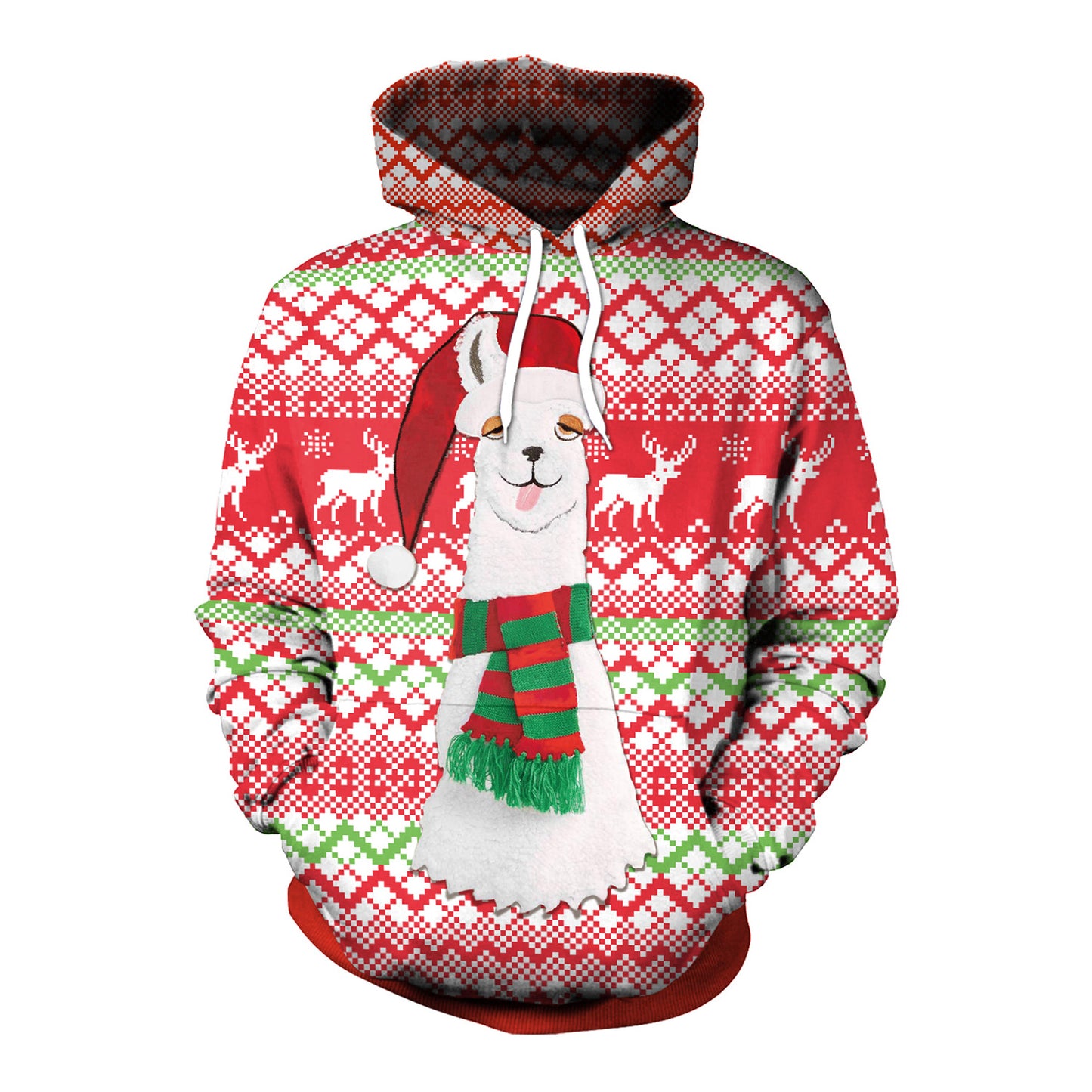 Dame jule løs alsidig hætte sweatshirt med kreativt digitalprint