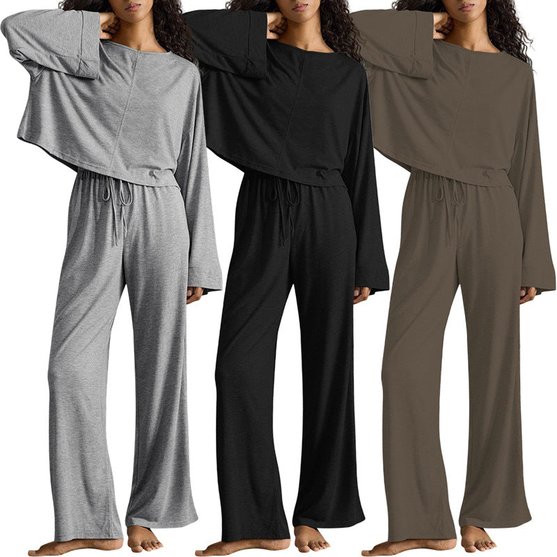 Women's Batwing Sleeve Top And Trousers Lazy Casual Homewear Suit