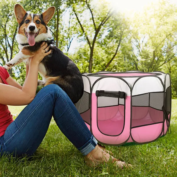 Portable Foldable Pet Playpen Exercise Pen Kennel Removable Zipper Top And Bottom Water Resistant Indoor Outdoor Use For Dogs Cats Other Pets