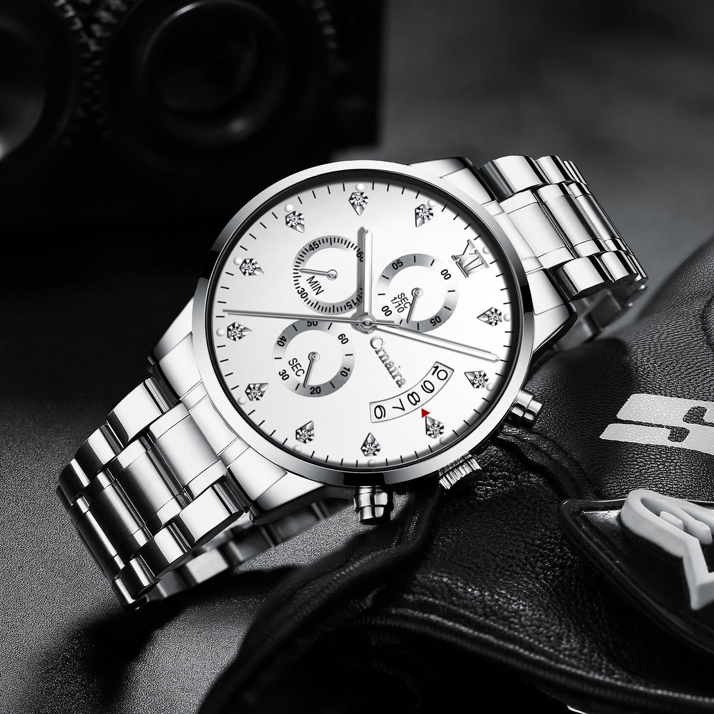 Men's Waterproof Luminous Multi-functional Diamond Quartz Watch
