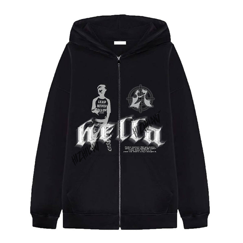Street Hip Hop Goth Harajuku Sort Hættetrøje Dame