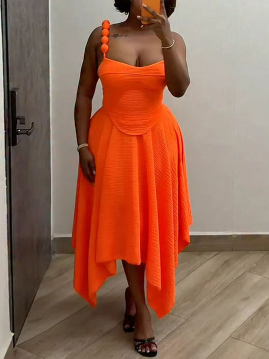 Solid Color Camisole High-waisted Skirt Two-piece Set