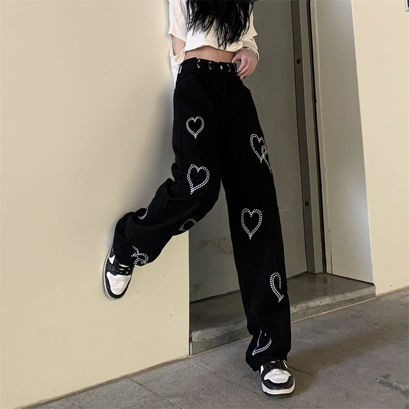 Retro Love Casual Pants All-match High Waist Pants Fashion