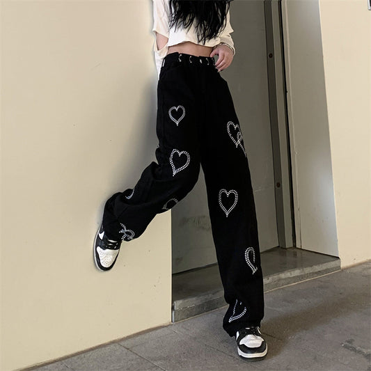 Retro Love Casual Pants All-match High Waist Pants Fashion