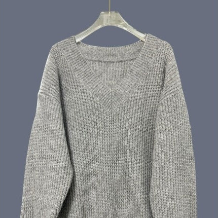 European And American Gray Sweater Women's Loose Gentle Soft Sweet