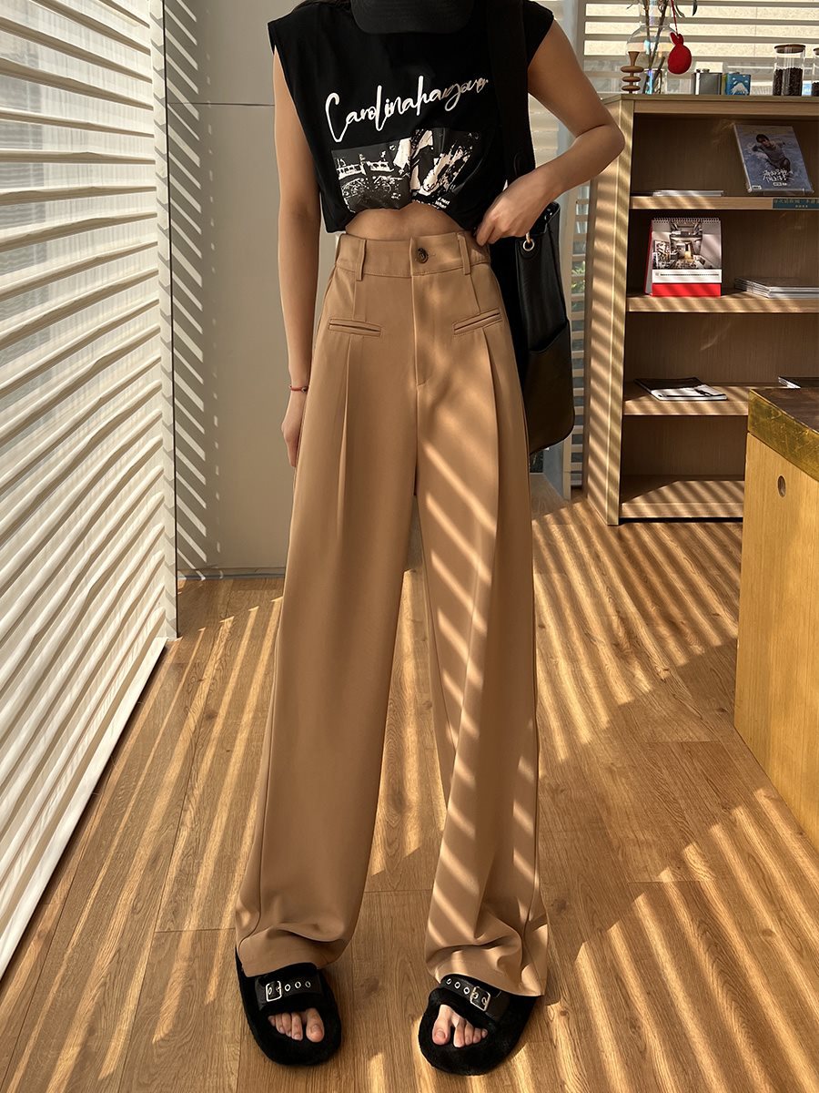 Casual High Waist Drooping Suit Mopping Purple Pants