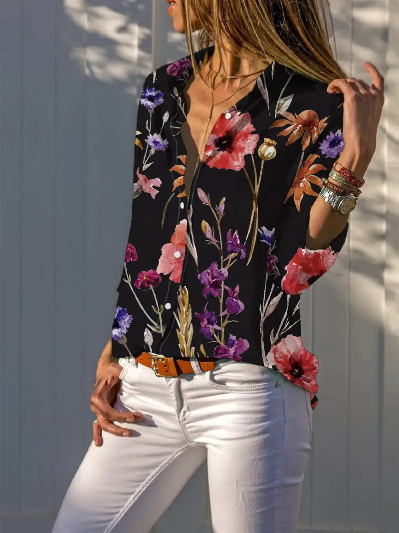 Casual Floral Women's Long-sleeved Blouse