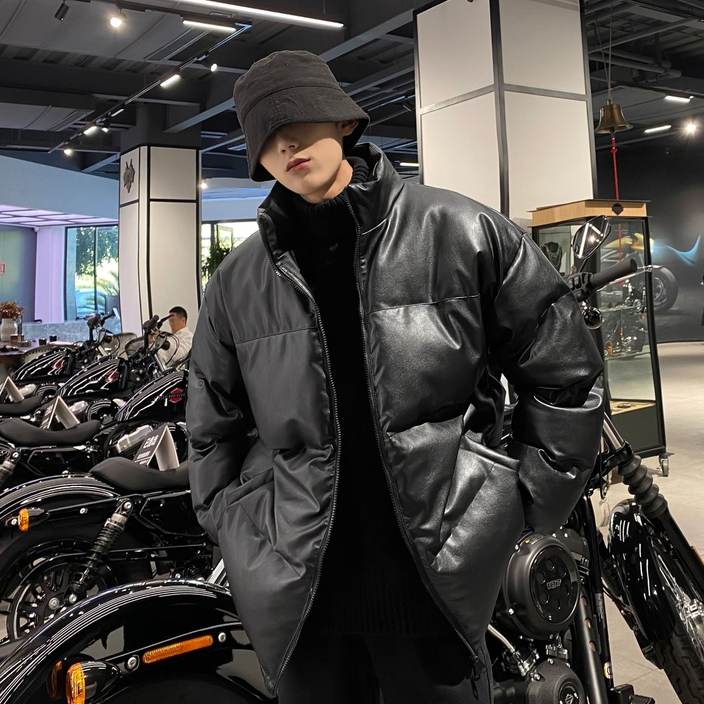 Large PU Skin Bread Jacket Autumn And Winter Young Male