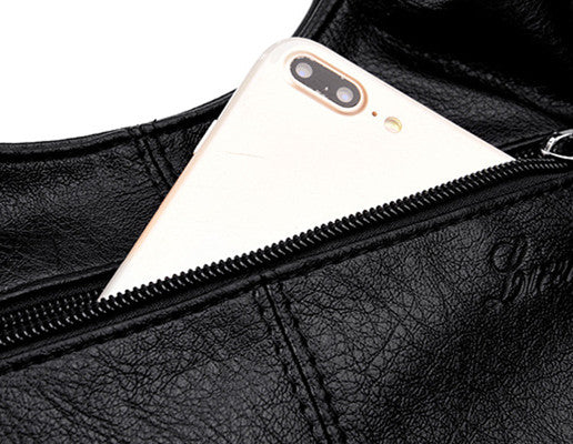 Lightweight Splicing Soft Leather Large Capacity Fashionable Mother Bag