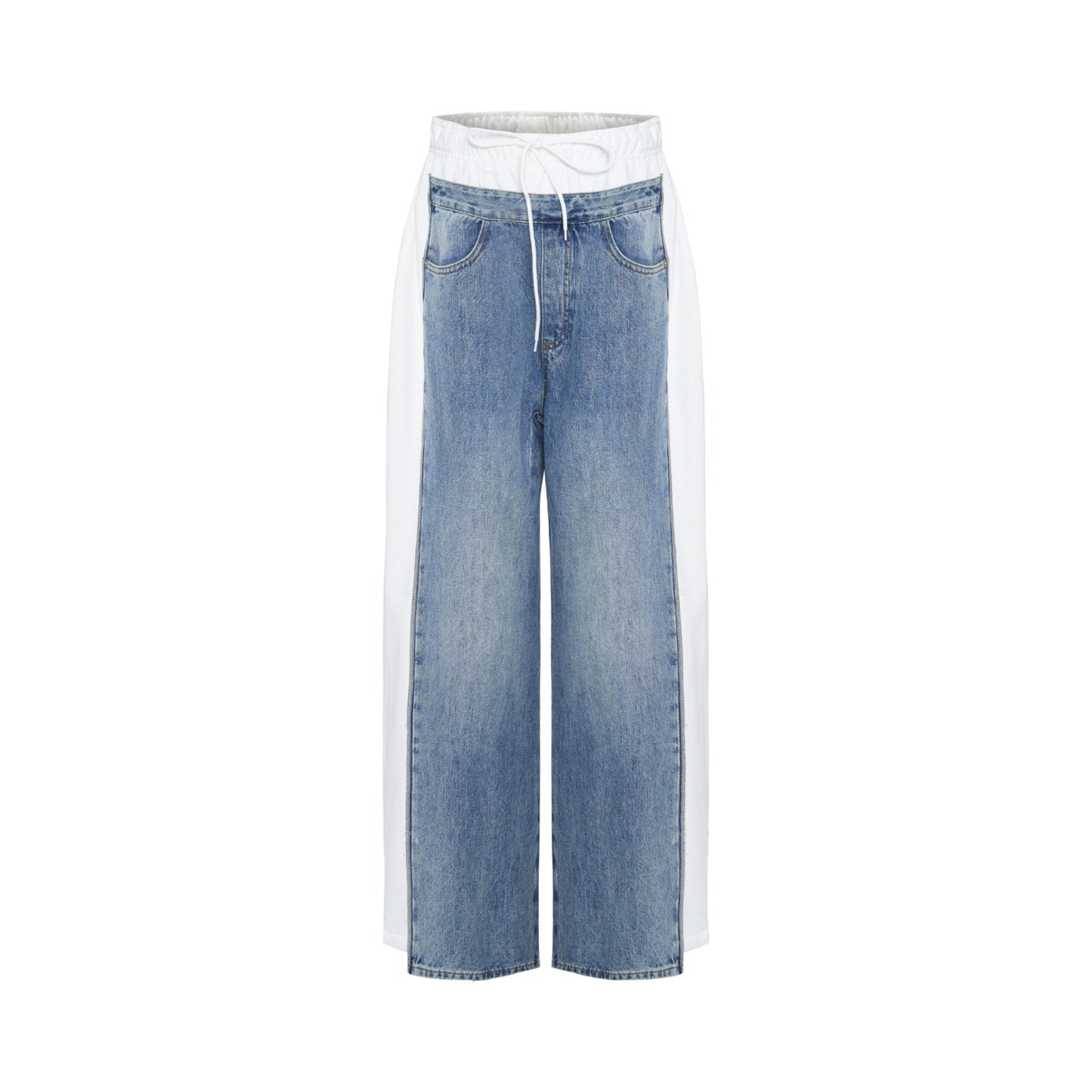 Women's Patchwork Jeans High Waist Loose Trousers