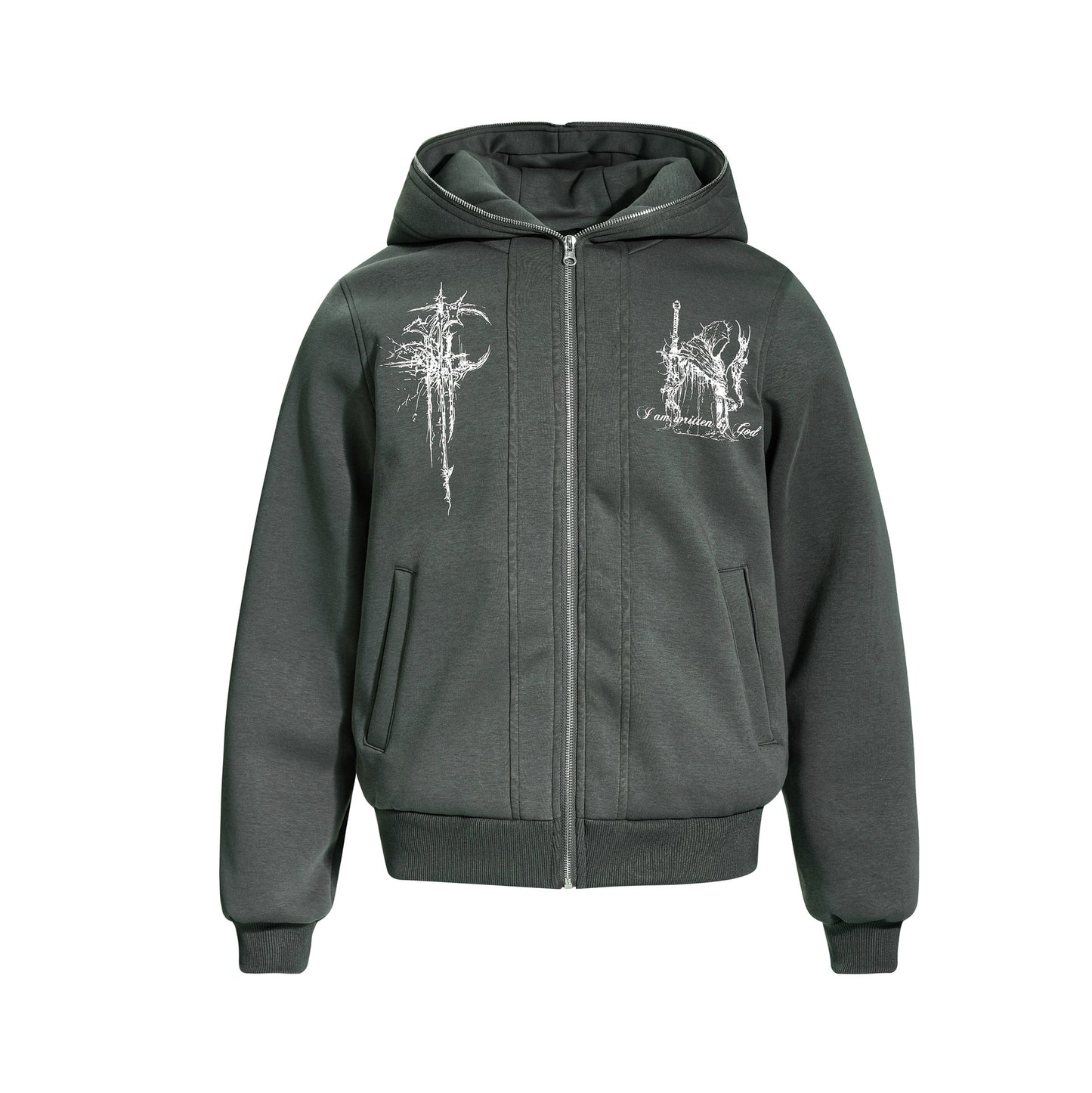 American-style Design Printed Zippered Long-sleeve Sweatshirt