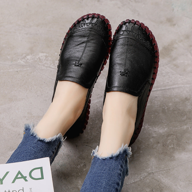 Comfortable Soft Bottom Breathable Non-slip Elders Grandma Middle-aged And Elderly Leather Shoes