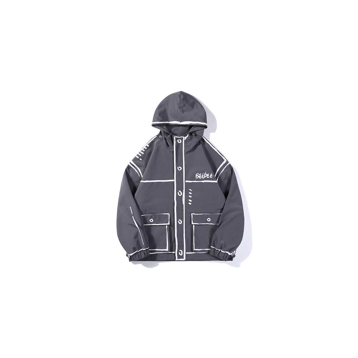 Men's Japanese Spring Trend Hooded Graffiti Hook Line Jacket