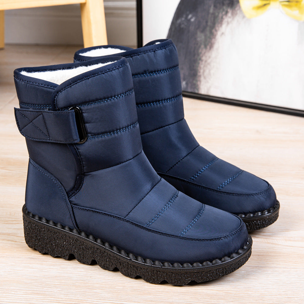 Winter Fabric Casual Cotton Shoes Mid-tube Artificial Wool Plus Velvet Thick Snow Boots