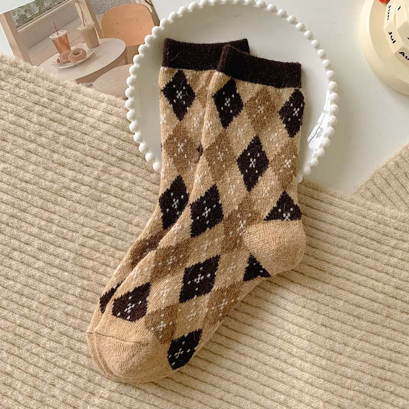 Chocolate Bear All-Match Niche Design Mid-Calf Socks