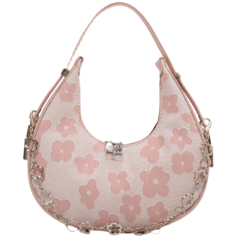 Fashionable Velvet Flower Carrying Shoulder Bag