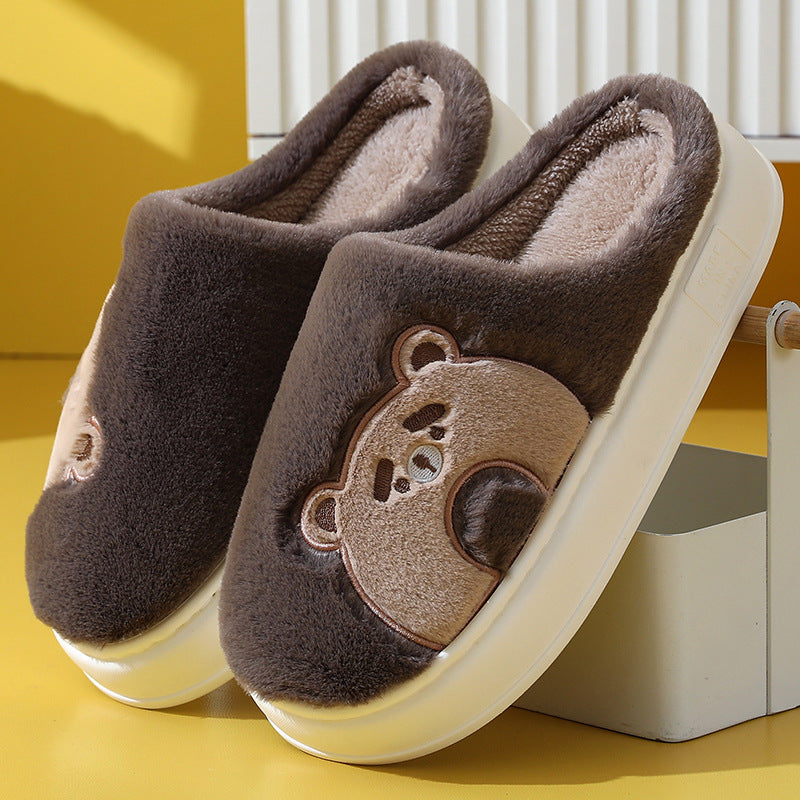 Silent Anti-slip Home Cartoon Cute Home Thermal Cotton Slippers Winter