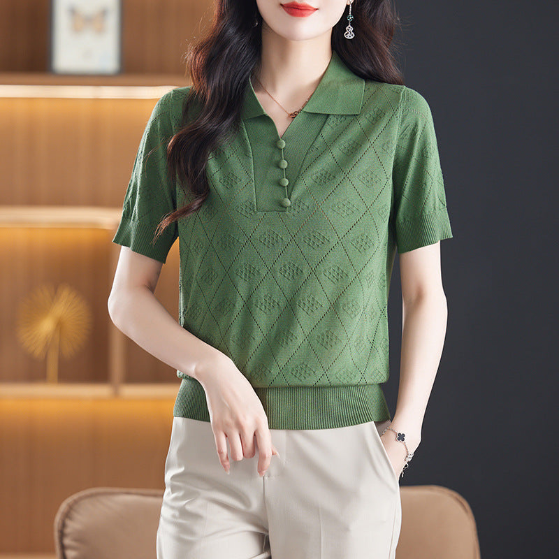 Women's Knitwear Cool Breathable Polo Shirt