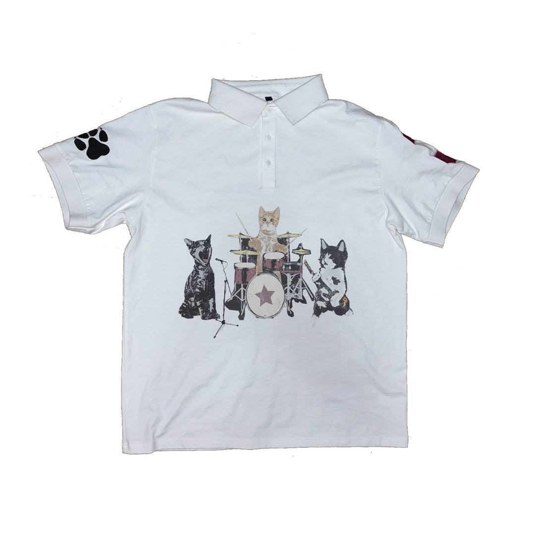Short-sleeved Polo Shirt T-shirt Printed Pattern Top