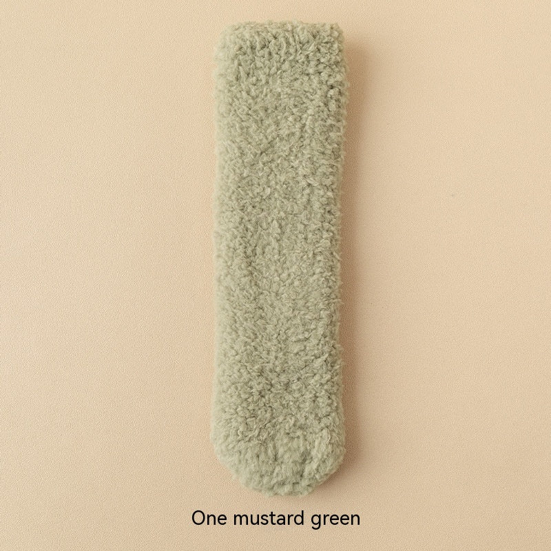 Women's Fashion Simple Solid Color Coral Fleece Socks