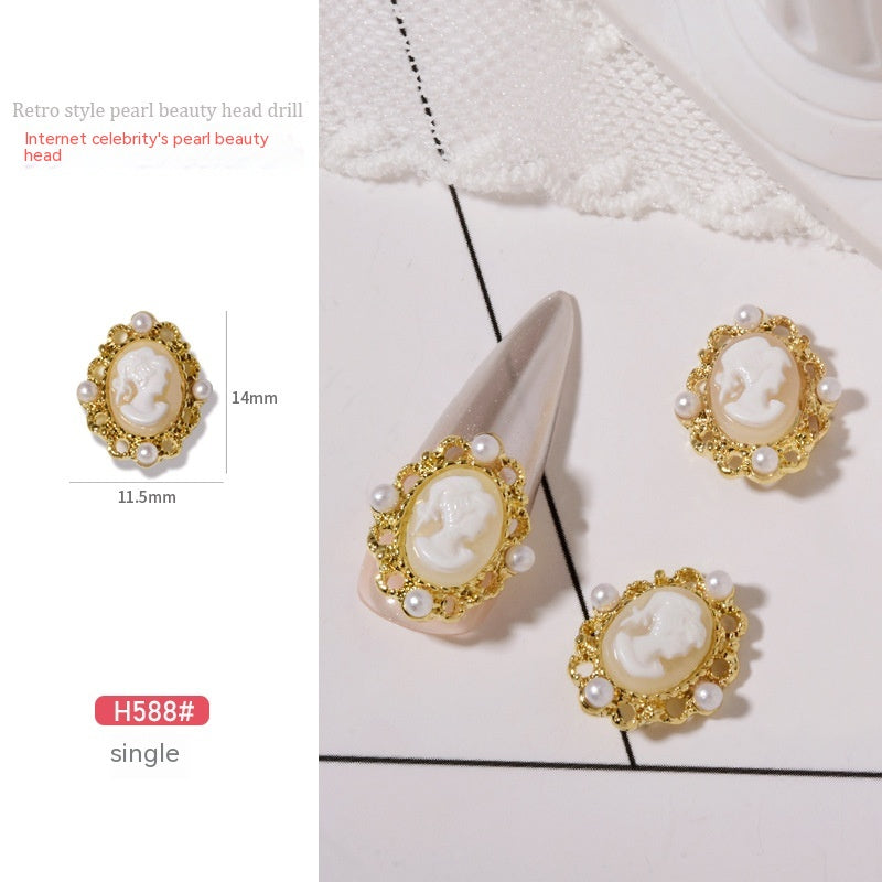 Baroque Retro Beauty Head Nail Accessories