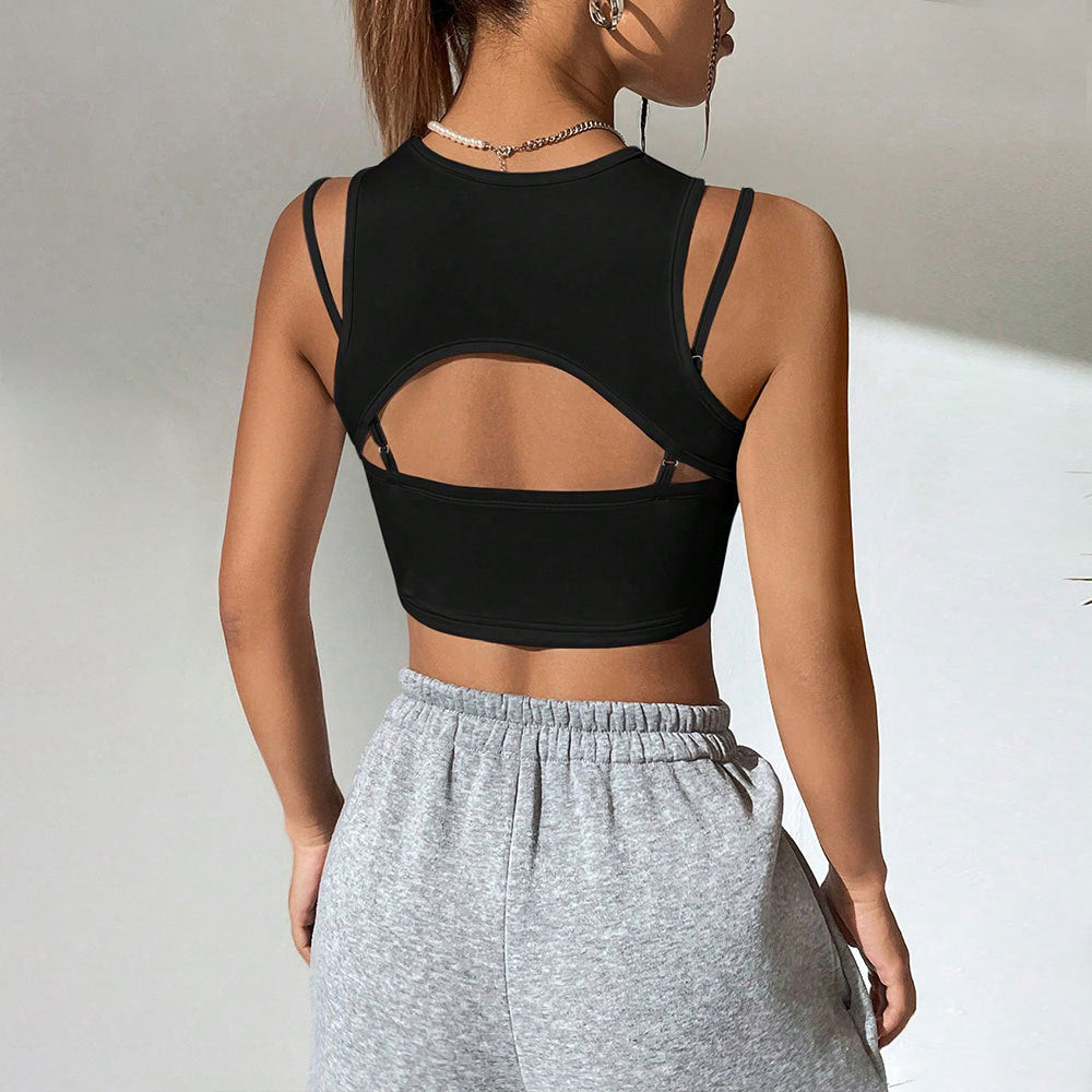 Slim-fit Polyester Sleeveless Tank Top
